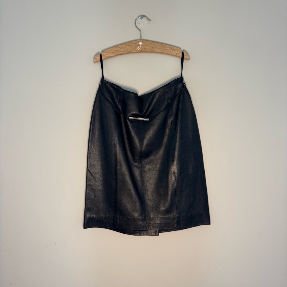 Prada Black Leather Mini Skirt